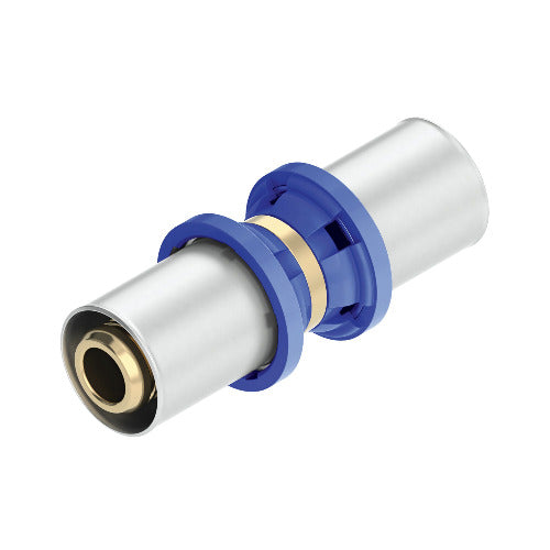 Afbeelding van een perskoppeling verbindingsstuk in recht ontwerp met afmetingen 16x16mm, ideaal voor sterke en stabiele verbindingen in bouw- en industriële toepassingen.