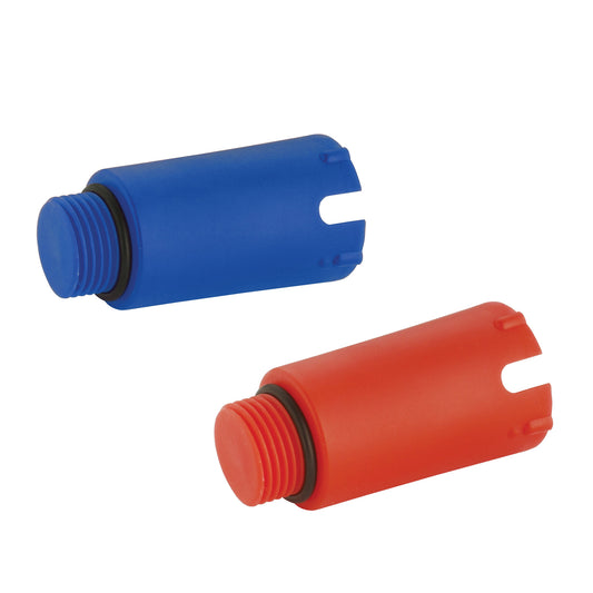 Afbeelding van een plug met O-ring in maat 1/2 en blauwe uitvoering, ontworpen voor veilige en duurzame bevestiging in diverse toepassingen.